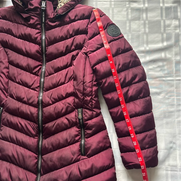 Perry Ellis Portfolio Purple Puffer Jacket with Leopard Print Lining - Picture 7 of 14